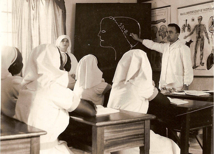 Fr Ambrosoli teaches Sisters at the nursing college he helped establish