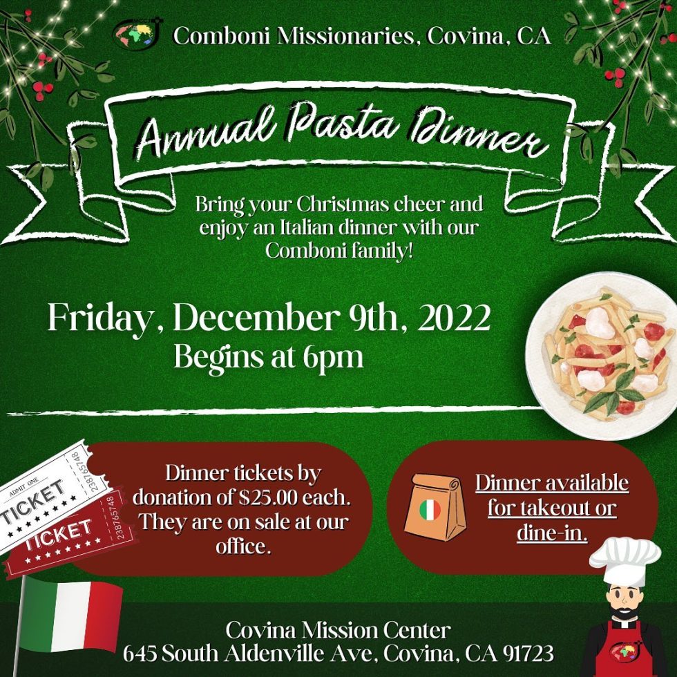 Annual Pasta Dinner is December 9 at the Covina Mission Center