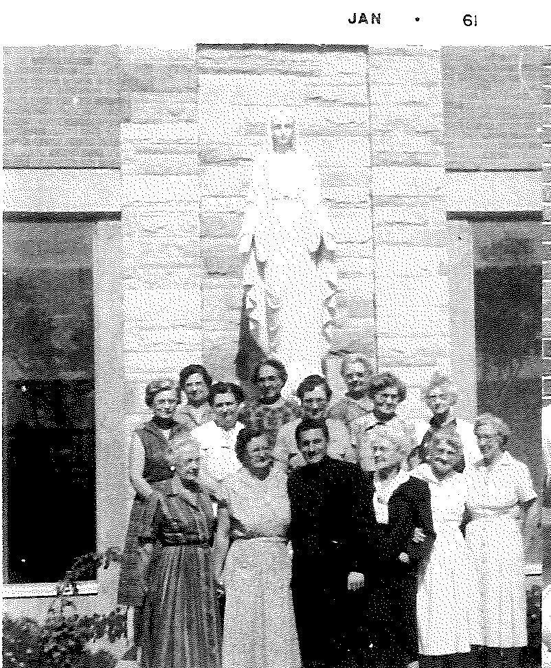 Monroe Ladies Auxiliary 1960s in front of Mary Statue