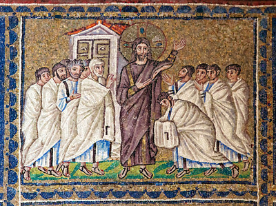 Christ appears to the disciples in the upper room, moasic tile